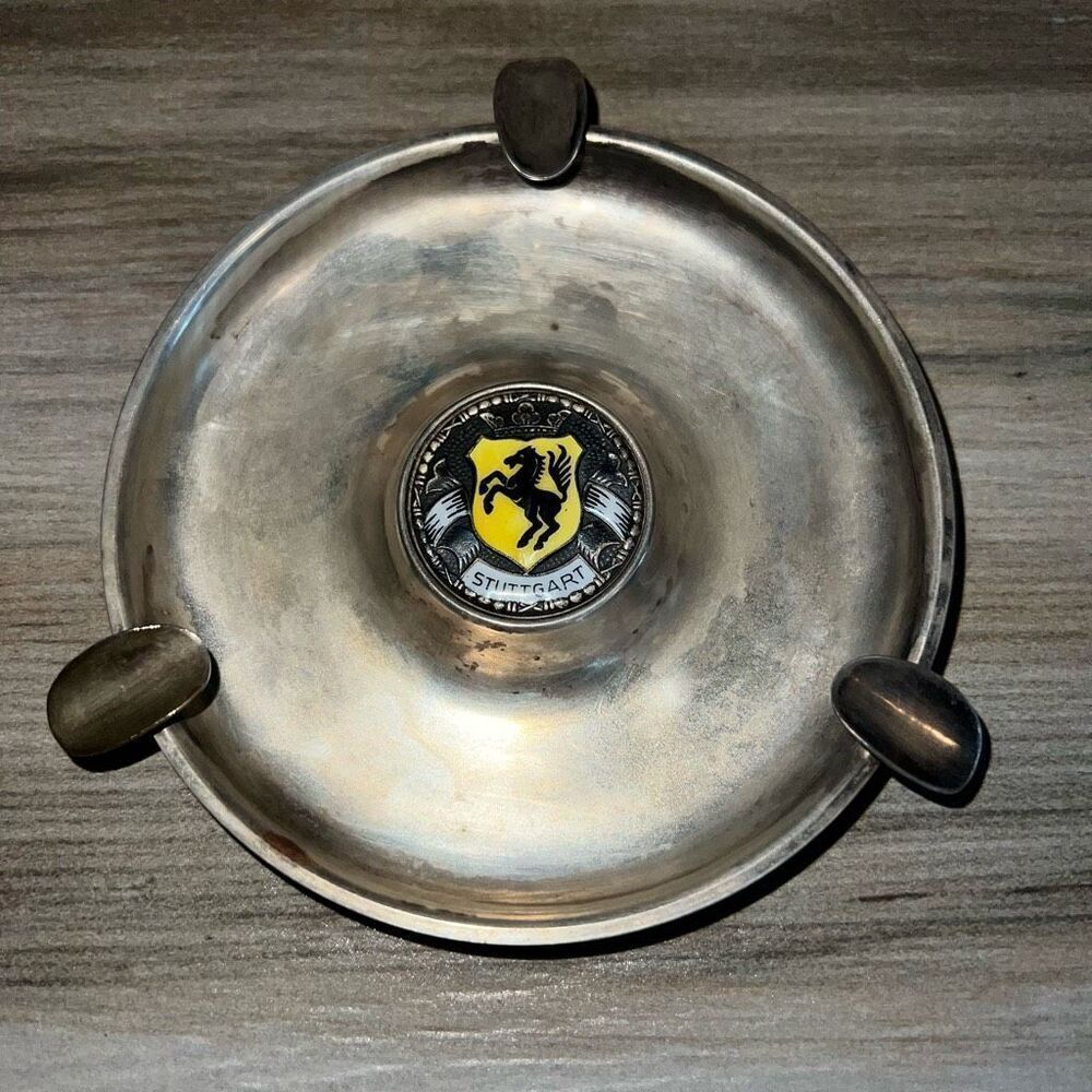Vintage Stuttgart Silver Plate Ashtray Made in Germany Stuttgart 4" Collectable